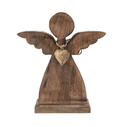 Drewniany anioł MANGO z metalowym sercem 30,5 cm 1