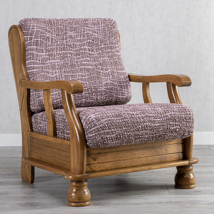 Bi-elastyczne pokrowce GRAFITI NOWE kasztanowo brązowe, fotel z drewnianymi bokami (sz. 40 - 70 cm) 1