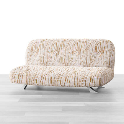 Bi-elastyczne pokrowce UNIVERSO NOWE cieniowane beżowe, kanapa dwuosobowa z drew. bokami (sz. 80 -140 cm) 1