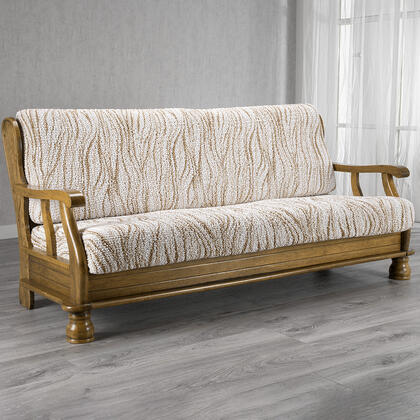 Bi-elastyczne pokrowce UNIVERSO NOWE cieniowane beżowe, kanapa trzyosobowa z drew. bokami (sz. 150 - 200 cm) 1