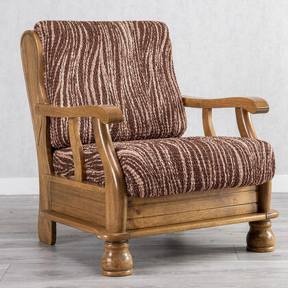 Bi-elastyczne pokrowce UNIVERSO NOWE cieniowane brąz, fotel z drewnianymi bokami (sz. 40 - 70 cm) 1