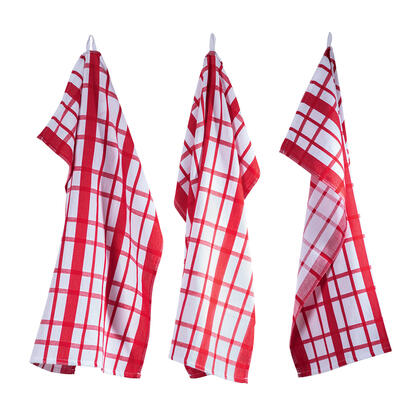 Ścierki kuchenne z egipskiej bawełny MÁJA czerwone 50 x 70 cm 3 szt.