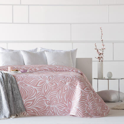 Narzuta na łóżko OPERA różowa, łóżko podwójne