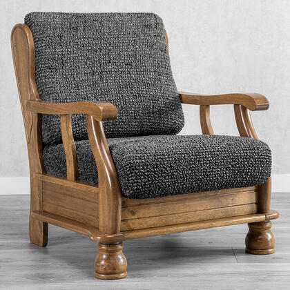 Bi-elastyczne pokrowce VITTORIA szare, fotel z drewnianymi bokami (sz. 40 - 70 cm)