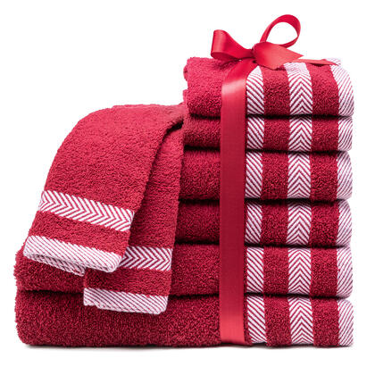 Zestaw ręczników kąpielowych frotte, małych ręczników i myjek FLORENCIE winowy 8 szt. 1