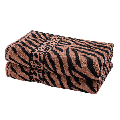 Komplet 2 ręczników żakardowych ZEBRA brązowy 70 x 140 cm 1