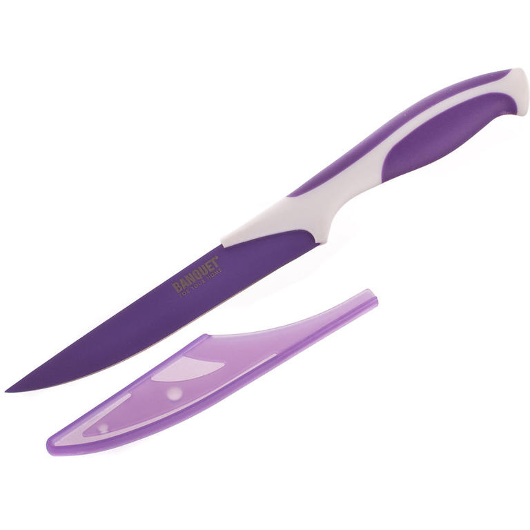 Praktyczny nóż ze stali nierdzewnej 23,5 cm Symbio New fioletowy, BANQUET 1