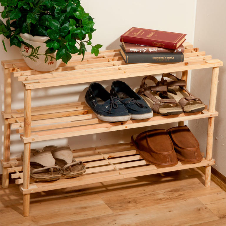 Drewniana półka na buty 3 poziomy 1