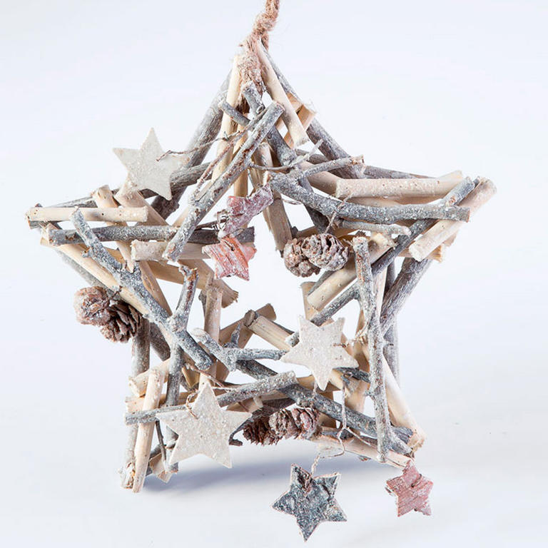Świąteczna drewniana dekoracja gwiazdka 24 cm 1