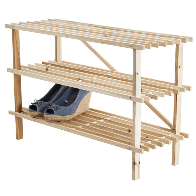 Drewniana półka na obuwie 3 poziomy 1