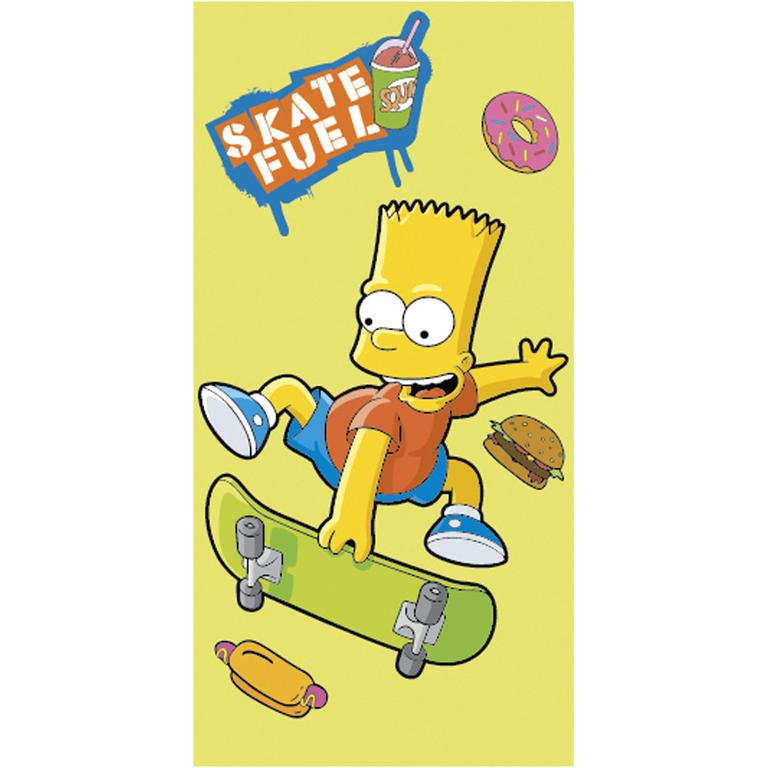 Ręcznik kąpielowy dla dzieci Bart Simpson skate żółty 1