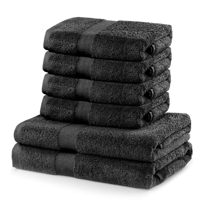 Bawełniane ręczniki frotte i ręczniki kąpielowe MARINA antracytowe, zestaw 6 szt. 1