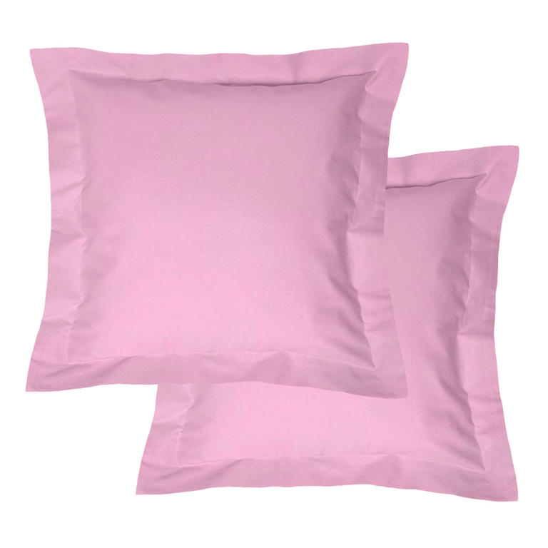 Bawełniane poszewki na poduszki z ramką, różowe 2 szt. 1
