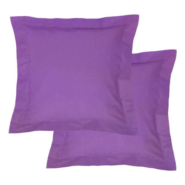 Bawełniane poszewki na poduszki z ramką, fioletowe 2 szt 1