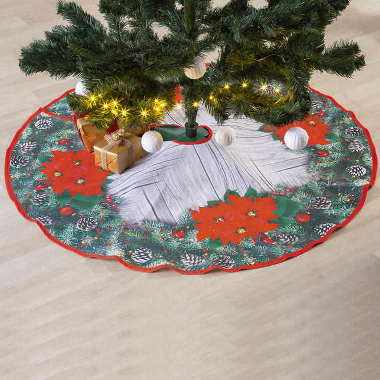 Okrągły obrus świąteczny pod choinkę POINSETTIA 120 cm 1