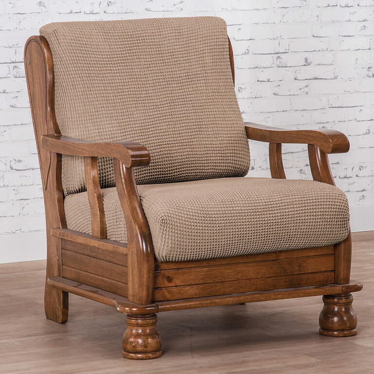 Super streczowe pokrowce NIAGARA orzeszkowe, fotel z drewnianymi bokami (sz. 50 - 80 cm) 1