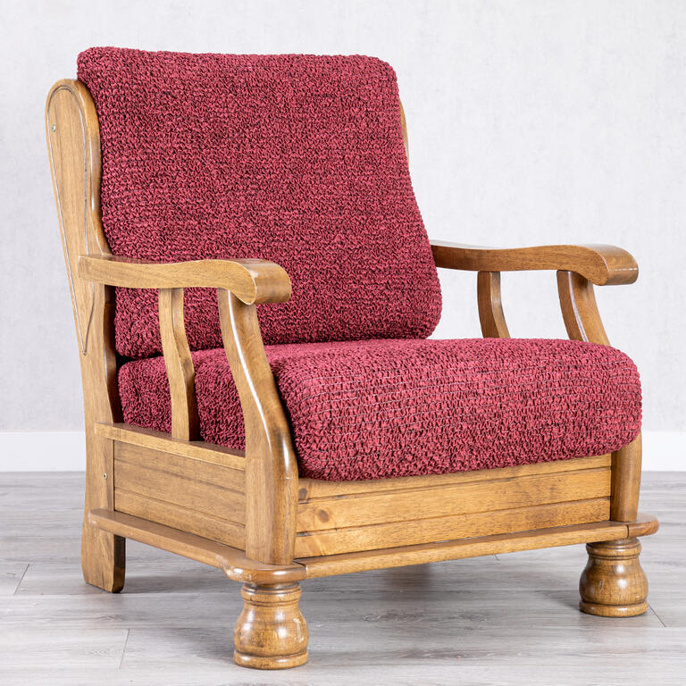 Bi-elastyczne pokrowce VITTORIA bordowe fotel z drewnianymi bokami (sz. 40 - 70 cm)